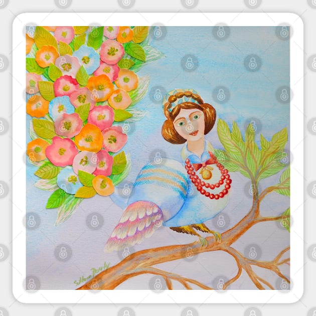 Fairy Bird Watercolor Painting Collage Sticker by SvitlanaProuty